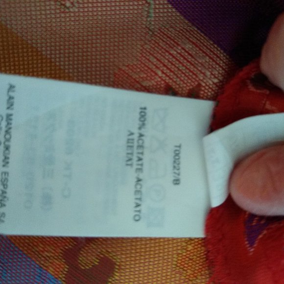 Asian-style Orangey-Red Dress with Multi-color Flowers - Picture 6 of 6